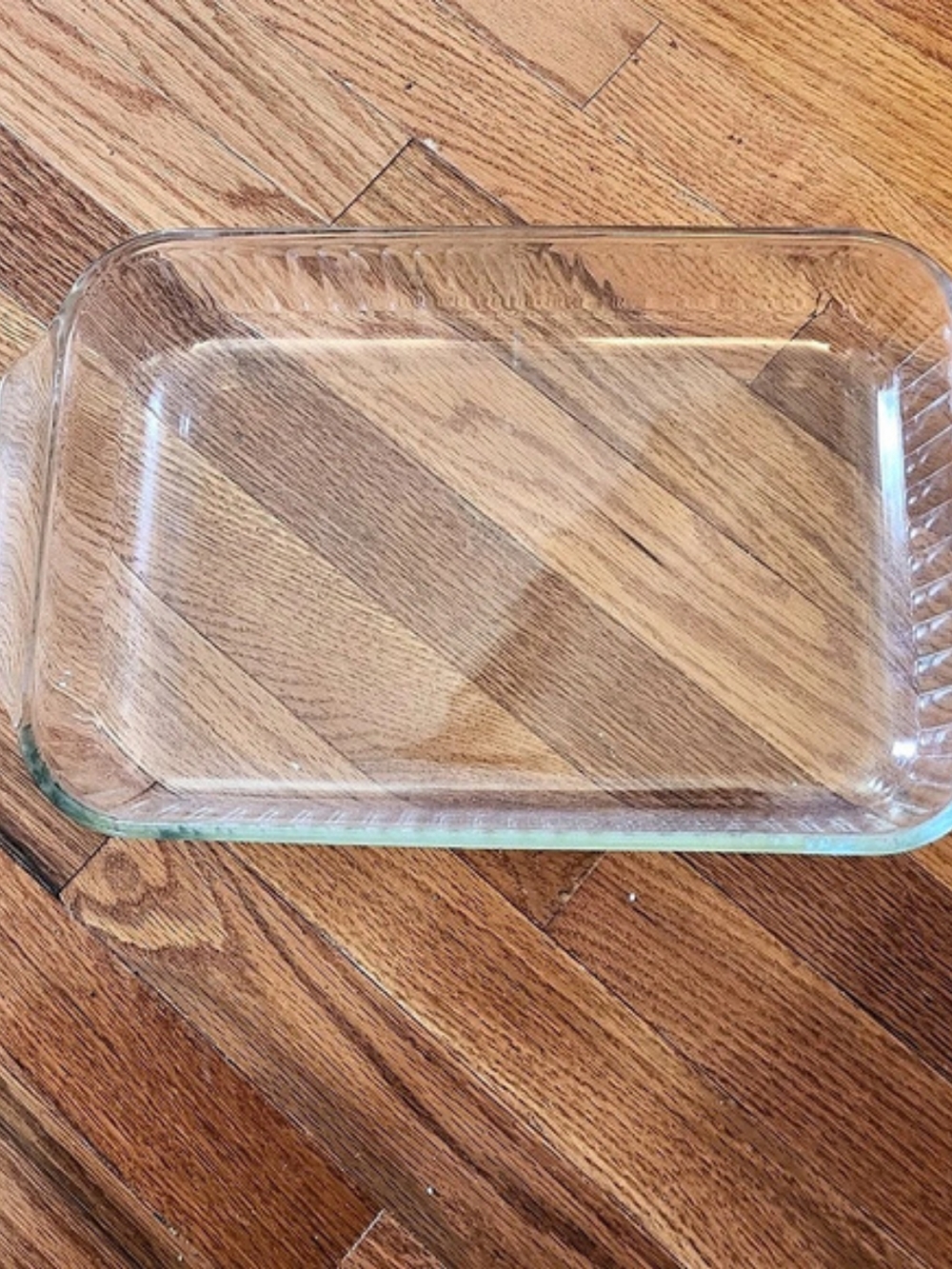 Pyrex Sculptured Ribbed Loaf Pan 213-S Clear Glass 15 X 9X 2 2 Quarts